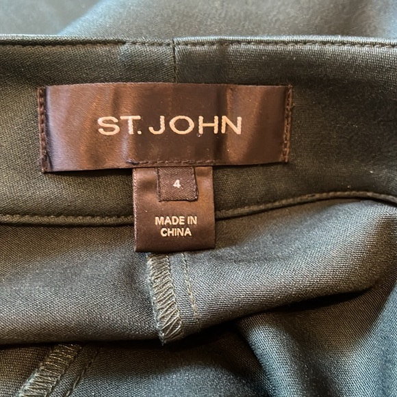 ST. JOHN Green Stretch Wool Dress Pants Size 4 - Picture 2 of 15